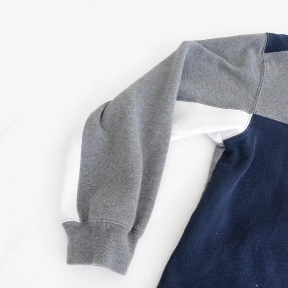 Vintage 90's Tommy Hilfiger Gray And Navy Half Zip Pull Over Sweater Size Large - Picture 7 of 10